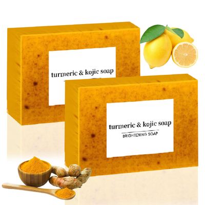 Awtse Lemon Turmeric Kojic Soap, Lemon Turmeric Kojic Soap Fragrance, Natural Handmade Soaps Bar Moisturizing Soothing Gentle Cleanser Soaps for Men Women