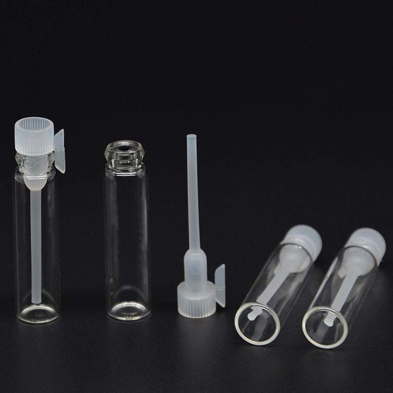 Teensery 100 Pcs Empty Perfume Sample Bottles Mini Glass Refillable Sample Vial Containers with Clear Cap for Aromatherapy, Essential Oil, Fragrance and Liquid (2ml)