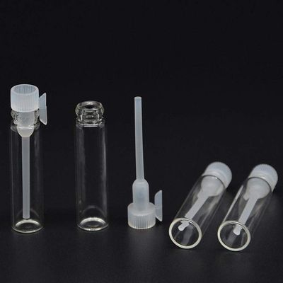 Teensery 100 Pcs Empty Perfume Sample Bottles Mini Glass Refillable Sample Vial Containers with Clear Cap for Aromatherapy, Essential Oil, Fragrance and Liquid (2ml)