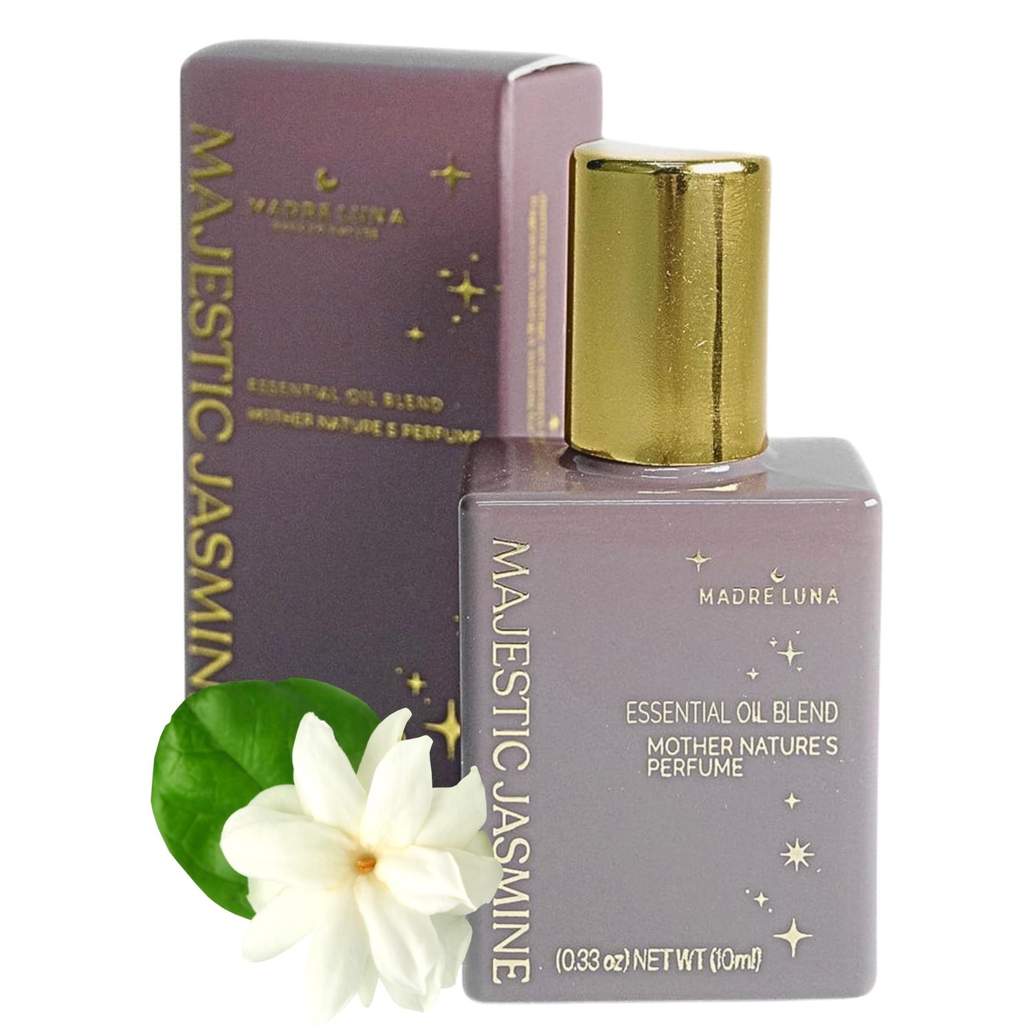 MADRE LUNA AYURVEDIC SKIN CARE, Majestic Jasmine Roll-On Natural Perfume for Women - Long-Lasting Alcohol-Free Fragrance with Destilated Oils, Natural Scent, 10 ml Floral Elegant