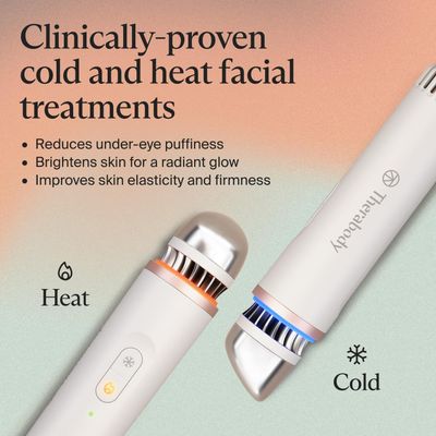 TheraFace Depuffing Wand - Cold and heat skincare treatment to depuff and glow beauty wand, face roller and eye massager for dark circles and radiant skin, White
