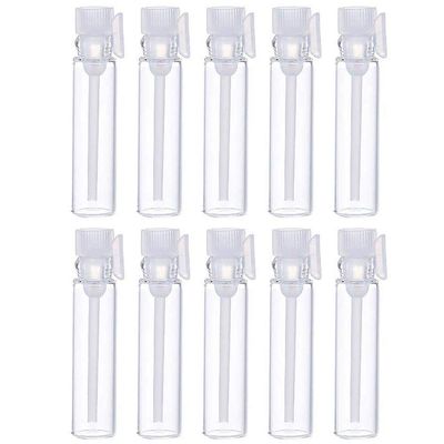 Teensery 100 Pcs Empty Perfume Sample Bottles Mini Glass Refillable Sample Vial Containers with Clear Cap for Aromatherapy, Essential Oil, Fragrance and Liquid (2ml)