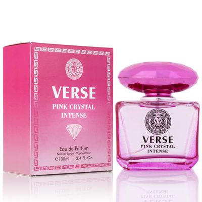 Verse Pink Crystal Intense for Women 3.4 fl Oz - Fruity Floral Scents of Raspberry, Peony, Magnolia Lotus Flowers - Base Notes of Amber, Vibrant Musk Deep Mahogany Wood - Elegant 100ml Bottle