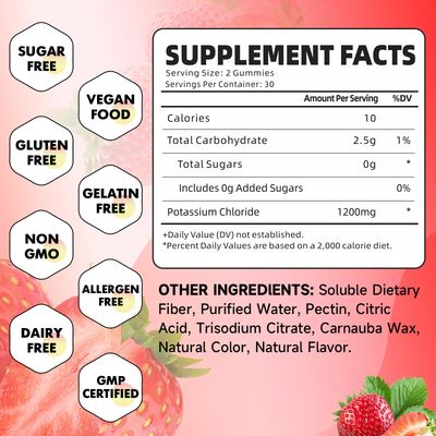 2 Pack Potassium Gummies for Adults, Potassium Chloride Gummies 1200mg Support Leg Cramps Electrolyte Balance, Strawberry Flavor 120 Count
