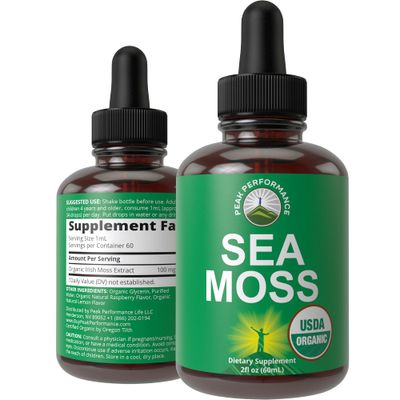 USDA Organic Sea Moss Liquid Drops Supplement. Vegan Irish Sea Moss Extract for Women and Men. Zero Sugar, Non Bitter. for Immune, Digestive, Respiratory Support. USDA Certified Organic