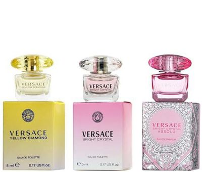 Versace Perfume Gift Set for Women - Mini Variety Gift Set Trio Collection - Absolu, Bright Crystal, Yellow Diamond