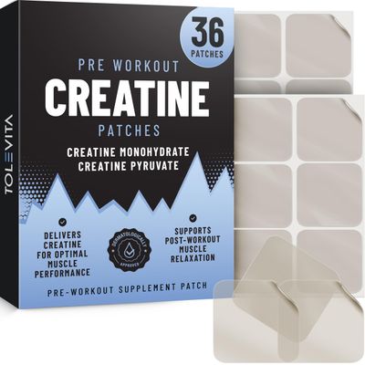 TOLEVITA Pre Workout Creatine Patches - 36 Pcs Creatine Monohydrate Pyruvate Energy Support Muscle Recovery Easy-to-Use Adhesive Patches for Gym, Fitness, and Active Lifestyles