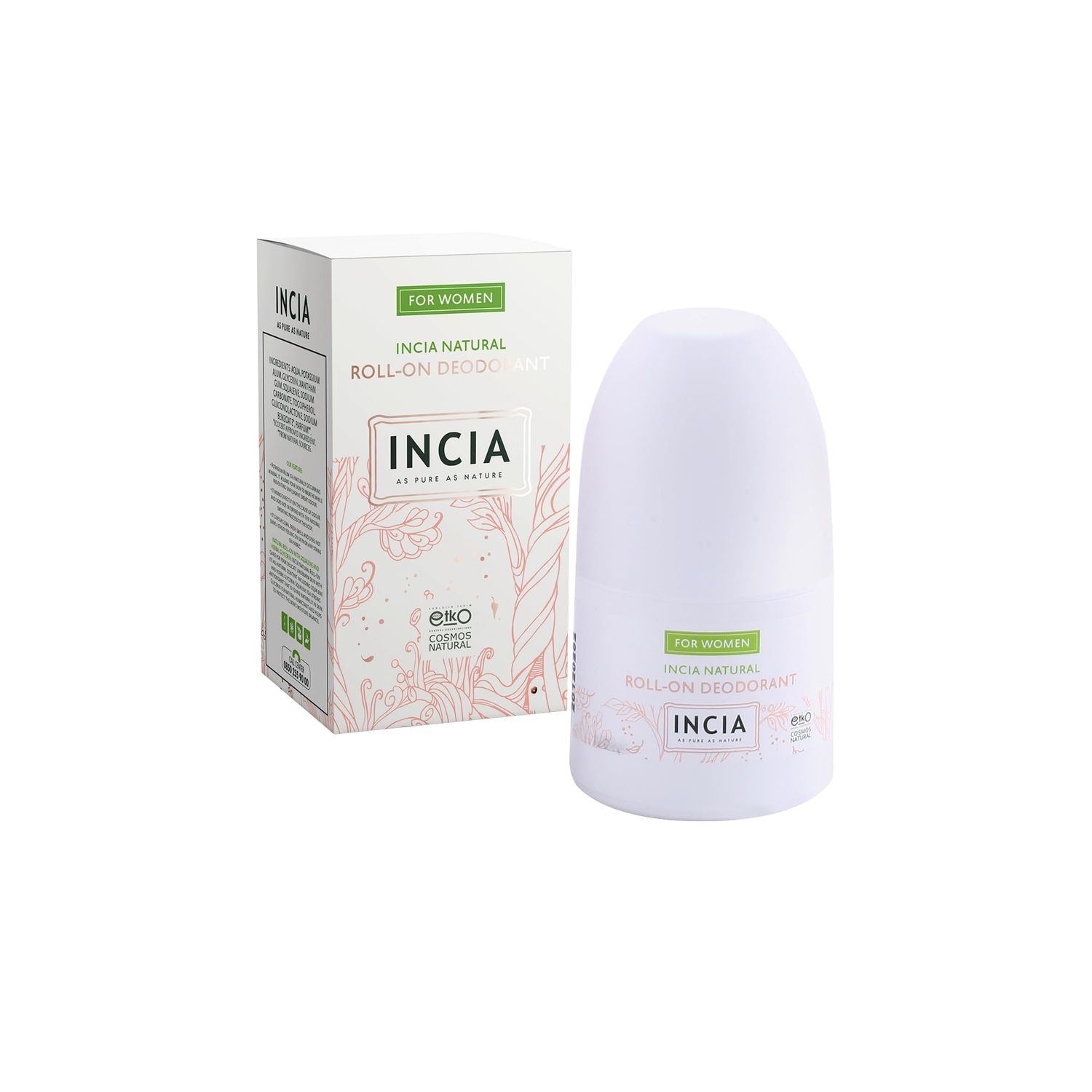 Incia, Natural Deodorant Aluminum Free Deodorant for Women Sensitive, Fresh, Unscented Cruelty Free, Paraben Free, Natural Fragrance (Pack of 1)