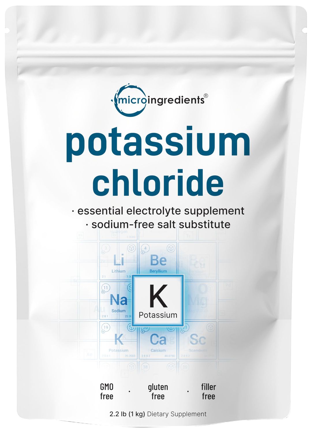 Potassium Chloride Powder, 1 KG (35 Ounce) Salt Substitute Essential Hydration Electrolyte Supplement Supports Mineral Balance, Heart, Joint, and Immune Health Filler Free, Dissolves Easily
