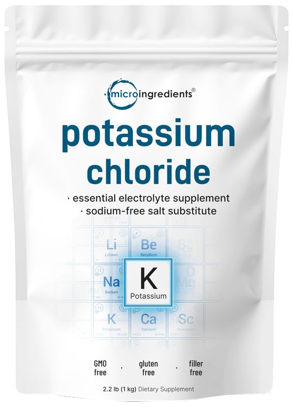 Potassium Chloride Powder, 1 KG (35 Ounce) Salt Substitute Essential Hydration Electrolyte Supplement Supports Mineral Balance, Heart, Joint, and Immune Health Filler Free, Dissolves Easily