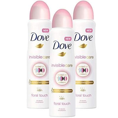 Dove Invisible Care Body Spray, Floral Touch - 250ml 8.45fl oz (Pack of 3)