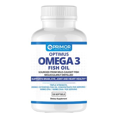Optimus Weight Triple Strength Omega 3 Wild Caught Fish Oil - 2000mg - EPADHA - Molecularly Distilled Supports Brain, Eye, Joint Heart Health 120 Count