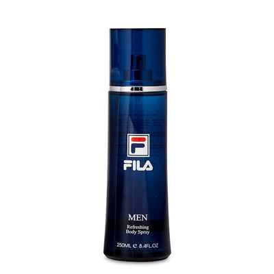 FILA Refreshing Body Spray for Men - Cool, Clean, Fresh Mens Fragrance - Infused With Notes Of Bergamot, Cardamom, and Pepper - Trendy, Rectangular, Streamlined, Portable Bottle Design - 8.4 Oz