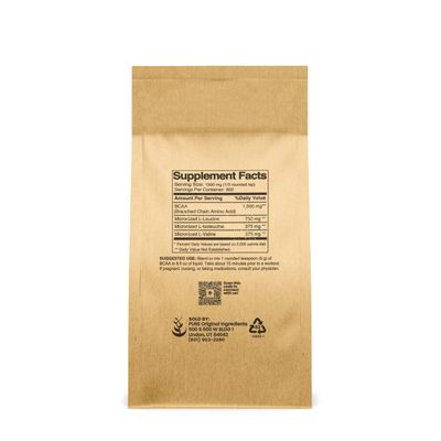 Pure Original Ingredients Unflavored Instantized BCAA (1lb) Powder, Branched Chain Essential Amino Acids, Supplement