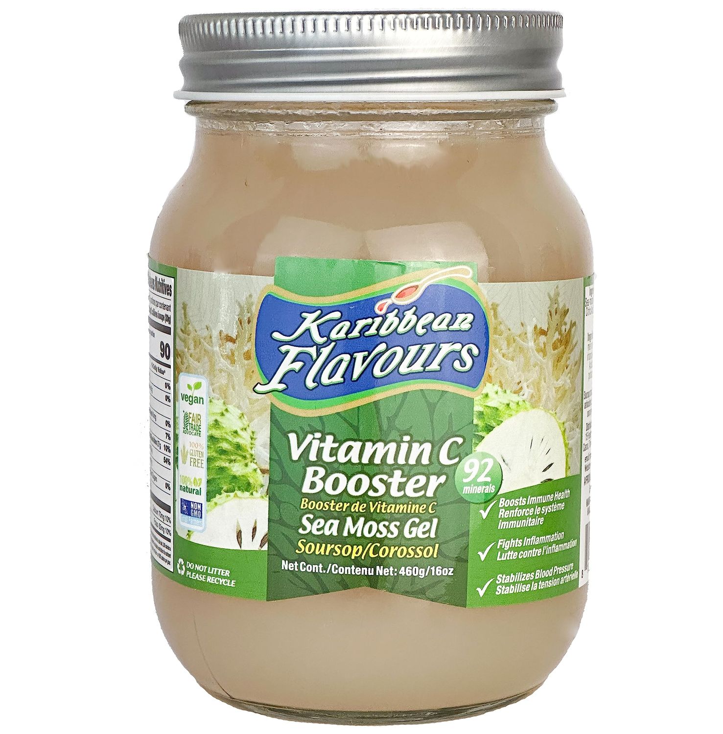 Karibbean Flavours Sea Moss Gel (SoursopCorossolGraviola) 16Oz. (Pack Of One) Natural Raw Organic Packed With Vitamins And Minerals Shelf Stable Ethically Harvested