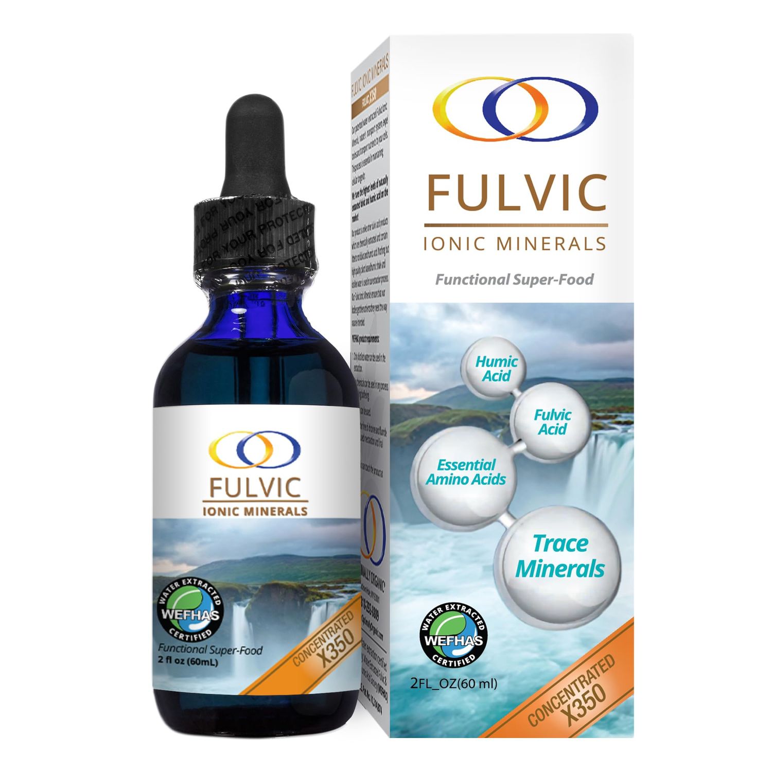 Optimally Organic Water Extracted Fulvic Ionic Minerals X350 - Patented BioActive Fulvic Acid, Humic Acid, Trace Minerals, Electrolytes Essential Amino Acids - 8 Month Supply!