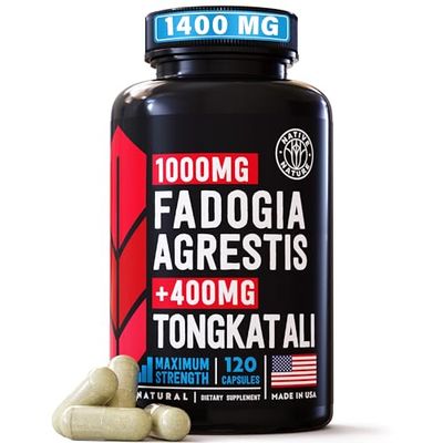 Fadogia Agrestis and Tongkat Ali Supplement 1400mg w 2001 Tongkat Ali Extract for Men (longjack) Supports Muscle Growth, Athletic Performance, Strength Drive. 120 Caps- NON GMO - Made in USA