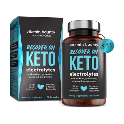 Vitamin Bounty Recover On Keto Electrolytes - Keto Supplements, Electrolyte Supplement, Keto Vitamins, Sugar Free Hydration, Boost Energy, Workout Recovery, GLP-1 Support - 60 Capsules