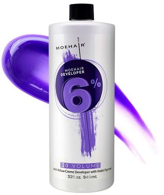 MOEHAIR Hair Color Developer 6 Hydrogen Peroxide 20 Volume Cream Developer for Hair Coloring and Bleaching Advanced Anti-Yellow Action Salon-Grade Paraben-Free Peach Fragrance - 32 Fl. Oz