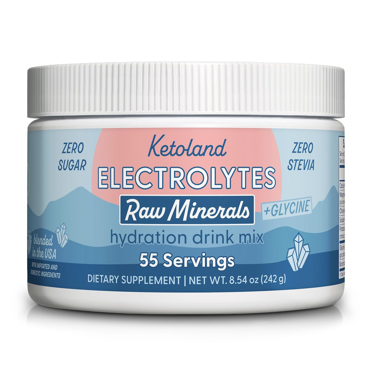 Ketoland Raw Minerals Glycine Unflavored Keto Electrolytes Powder No Sugar, Stevia, or Fillers