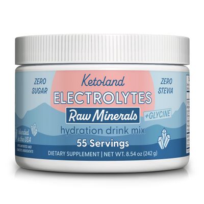 Ketoland Raw Minerals Glycine Unflavored Keto Electrolytes Powder No Sugar, Stevia, or Fillers