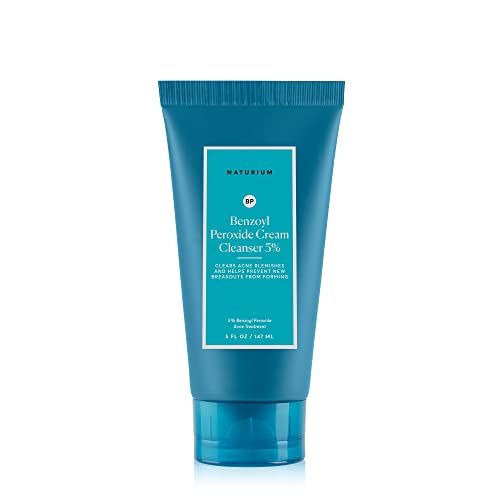 Naturium Benzoyl Peroxide Cream Cleanser 5, Gentle Blemish Treatment for Face, 5 oz