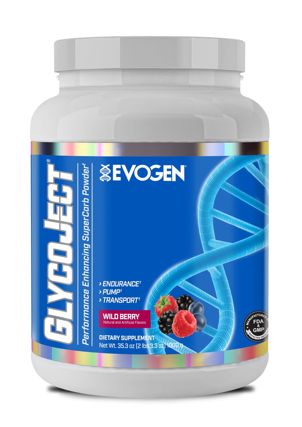 Evogen GlycoJect - Super Carb Powder Rapid Absorption for PreWorkout Carbohydrate Powder for Endurance Post-Workout or Pre Workout Powder for Men Women Wild Berry 36 Servings