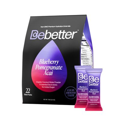 BeBetter Organic Electrolytes Powder Packets Electrolyte Drink Mix Organic Coconut Water No Artificial Flavors Sugar Free Hydration Packets Non-GMO 22 Sticks (Blueberry, Pomegranate, ACAI)