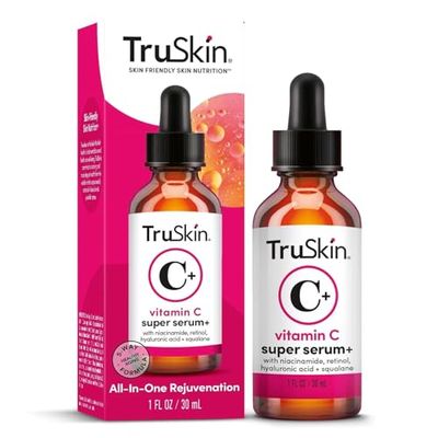 TruSkin Vitamin C Super Serum - Niacinamide, Retinol, Hyaluronic Salicylic Acid - All-in-One Anti Aging Serum for Face - Improve Appearance of Dark Spots, Firmness for Brighter Looking Skin, 1 Fl Oz