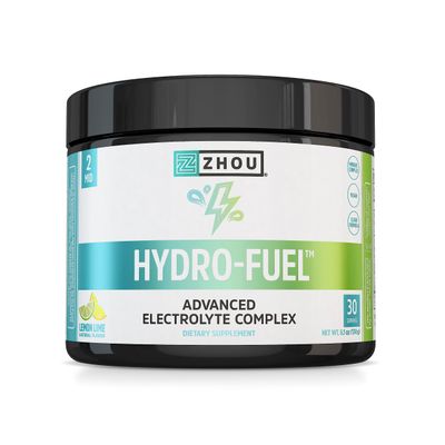 Zhou Nutrition Hydro Fuel, Sugar Free Electrolyte Powder, Replenish Nutrients, Restore Hydration, Natural Mineral Complex with Coconut Water Concentrate, Vegan, Gluten Free, Lemon Lime, 30 servings