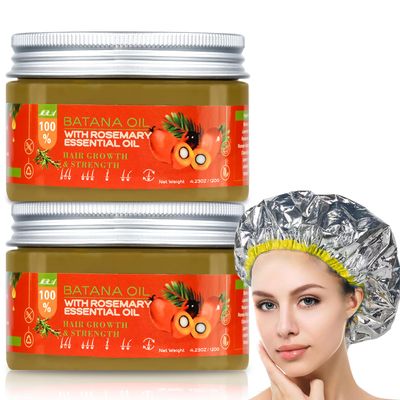 2Pack Batana Oil for Hair Growth, Bantana Hair Growth Oil, Organic Batana Oil Rosemary Oil for Hair Growth, Botana Oil Hair Growth Rosemary Hair Growth Oil and Heat Hair Cap for Men Women