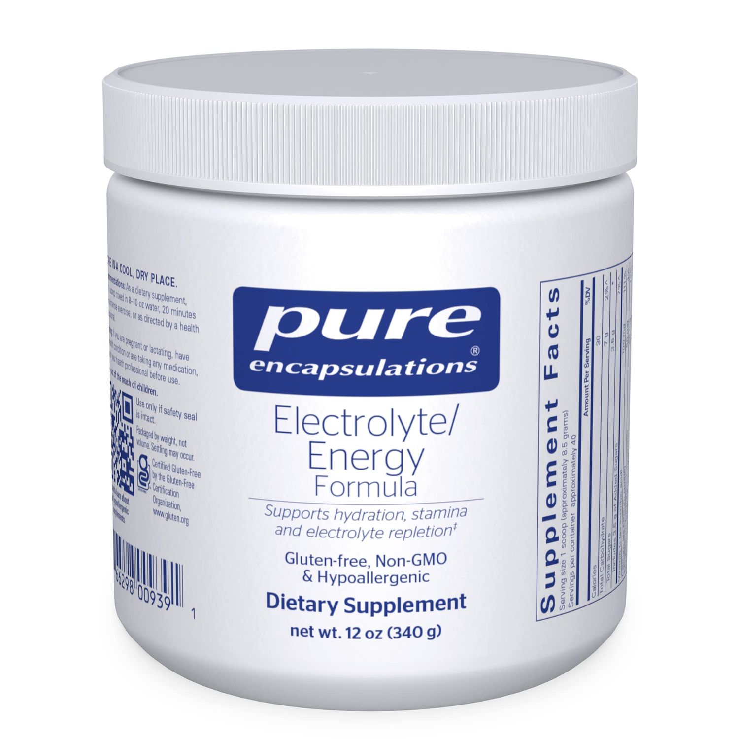 Pure Encapsulations Electrolyte Energy Formula Hydration Supplement Powder for Muscle Recovery, Minerals, Mental Focus, and Working Out 12 Ounces