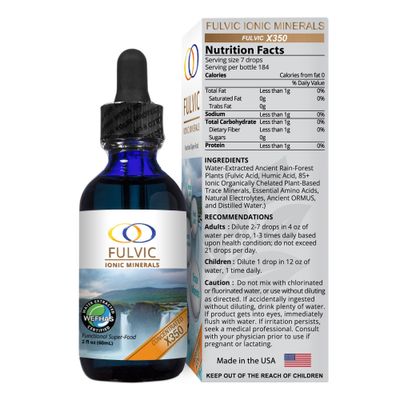 Optimally Organic Water Extracted Fulvic Ionic Minerals X350 - Patented BioActive Fulvic Acid, Humic Acid, Trace Minerals, Electrolytes Essential Amino Acids - 8 Month Supply!