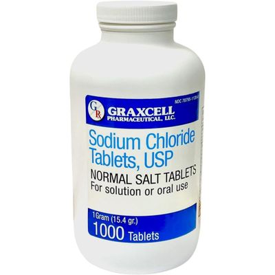 Sodium Chloride Tablets 1gm Electrolyte Salt Pills for POTS Syndrome and Dysautonomia Support Rapid Rehydration, Natural Ingredients (15.4gr.) 1000 Count Made in The USA