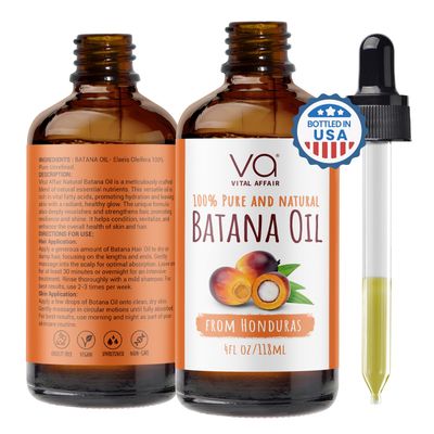 VITAL AFFAIR Batana Oil-Hair Growth Oil-4 Fl Oz-Glass Bottle-Cold Pressed-100 Raw-Dr Sebi Recommended-Essential Nutrients-For Women Men