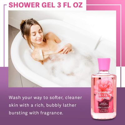 Vital Luxury Bath Body Care Travel Set - Home Spa Set with Body Lotion, Shower Gel and Fragrance Mist, Personal Body Care Travel Set for Birthday Christmas New Year Gifts(Japanese Cherry Blossom)