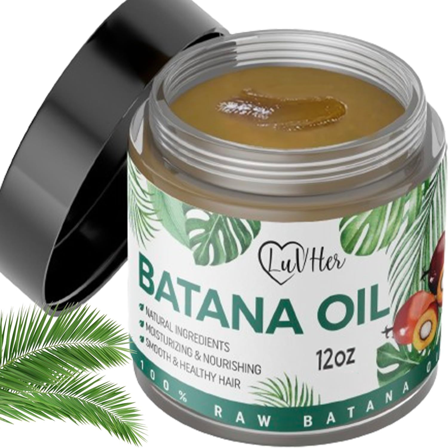 LuvHer Raw Batana Oil for Hair Growth, 100 Raw 12oz Dr Sebi Batana Oil Pure Organic Natural unrefined oil from Honduras Conditioner Thicker Hair Nourishment to Prevent Hair Loss X-Large