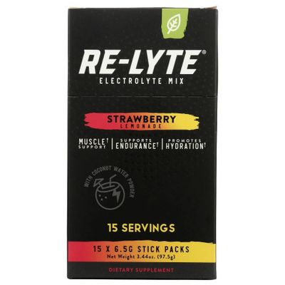 RELYTE Re-lyte Electrolyte Drink Mix Strawberry Lemonade 15 Servings Packets 3.44 oz.
