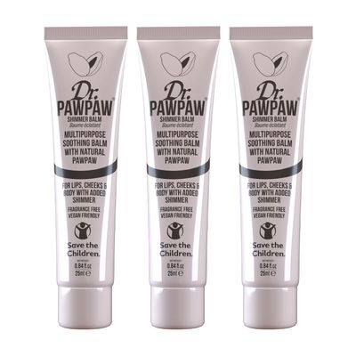 Dr.PAWPAW Shimmer, Multi-Purpose Natural No Fragrance Balm for Hydrating Lips, Skin, Hair, Cuticles, Nails Beauty Finishing (3 x 25 ml)