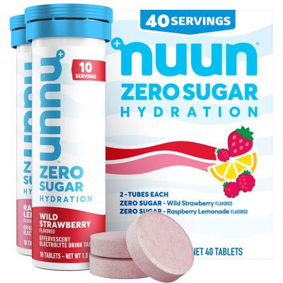 Nuun Zero Sugar Hydration Electrolyte Tablets - Magnesium, Calcium, Potassium, Chloride Sodium, Light Delicious Fruit Flavors, No Sugar, Gluten Free, Vegan, Mixed Berry 4 Pack (40 Servings Total)