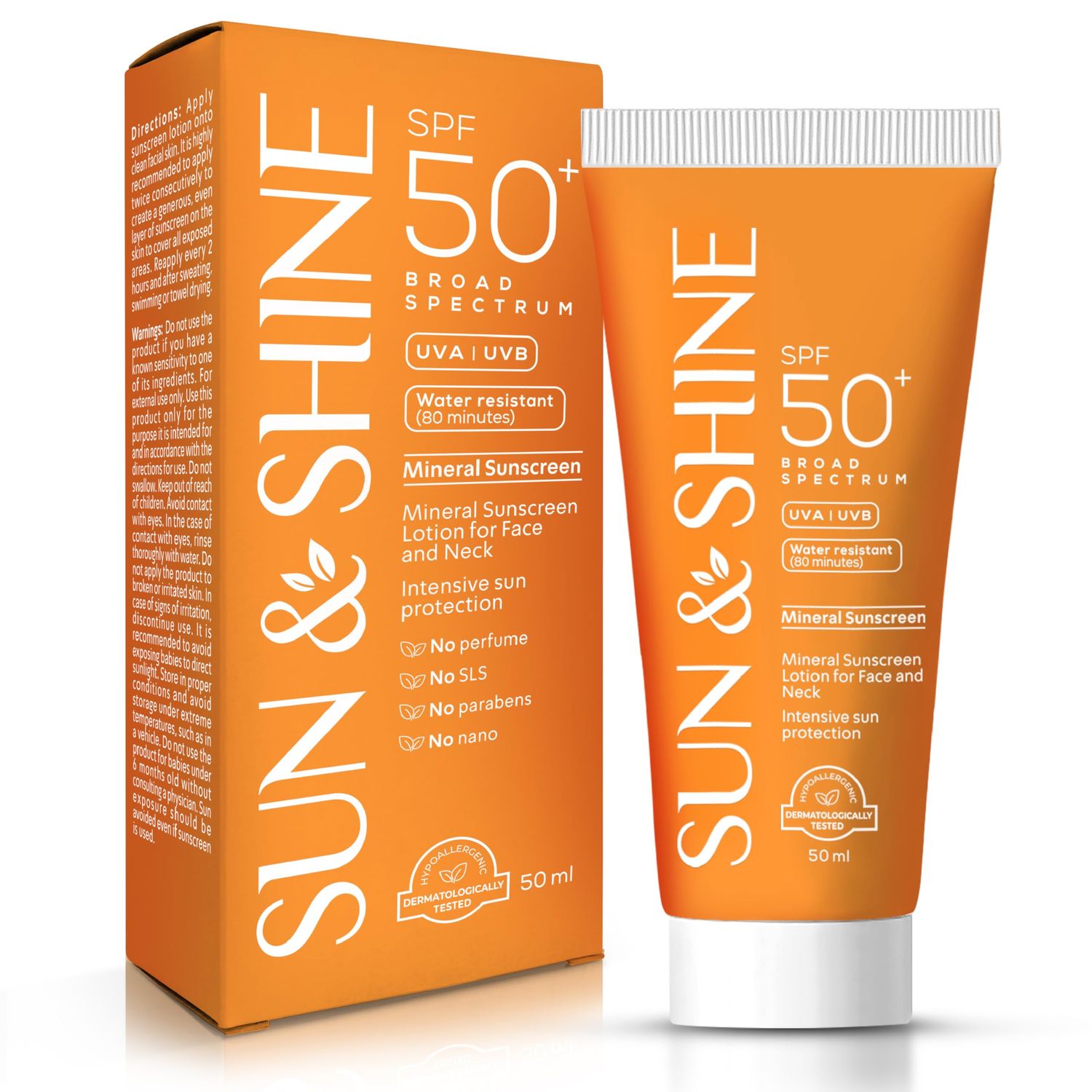 SunShine 100 mineral sunscreen zinc oxide for Sensitive Skin SPF50 Broad Spectrum UVA UVB, Face sunscreen lotionreef safe, fragrance free 1.7 Oz