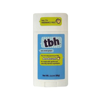 TBH Kids Deodorant - Aluminum-Free, Fragrance Free Natural Deodorant for Kids Preteens - With Charcoal, Coconut Oil Arrowroot Powder - Safe Gentle Odor Protection - 2.4 oz