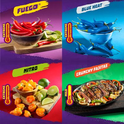 Takis 18 pc 1 oz Variety Pack, Assorted Flavored Mixed Rolled Tortilla Chips - (5) Fuego 1 oz, (5) Blue Heat 1 oz, (4) Nitro 1 oz, (4) Crunchy Fajitas 1 oz
