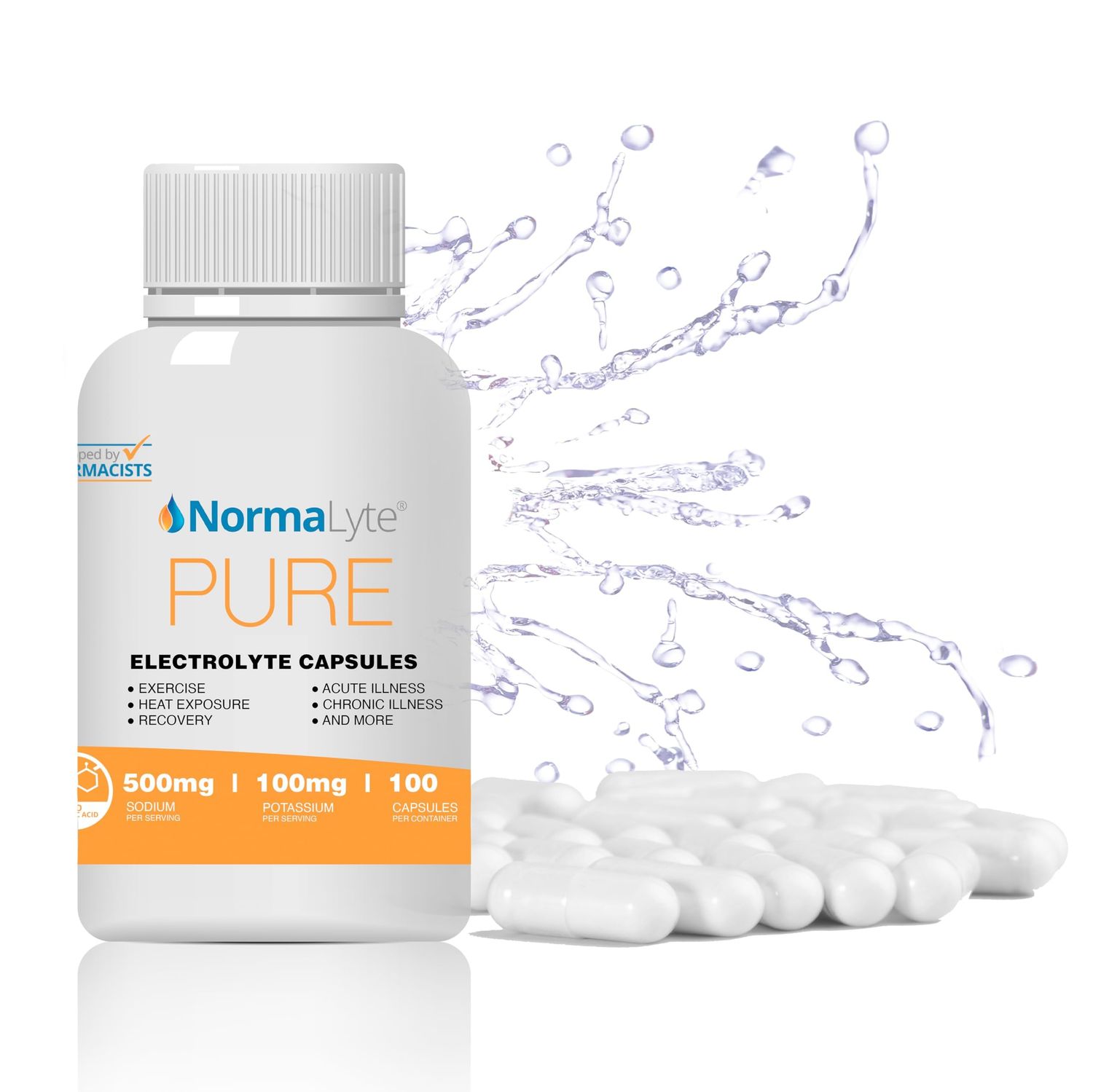 NormaLyte Electrolyte Capsules - Replenish Electrolytes for Peak Performance - Hydration Salt Pills with Essential Minerals for Energy Boost, and Muscle Recovery - 100ctBottle