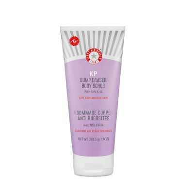 First Aid Beauty - KP Bump Eraser Body Scrub with 10 AHA, Keratosis Pilaris Skin Exfoliater with Glycolic and Lactic acids, Helps Reduce Chicken Skin Bumps, Safe for Sensitive Skin, 10 oz