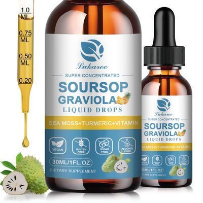 (2 Pack) Soursop Graviola Leaf Extract Liquid Drop Plus Pure Botanical Sea Moss for Cell Support Regeneration, Immunity, Liver, Zzz Antioxidant - Soursop Bitters Liquid, 2 Month Supply, 1 Fl Oz