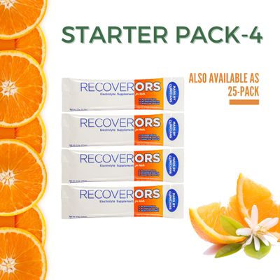RecoverORS 8 in 1 Electrolyte Powder Advanced Vitamin C Defense Hydration Pack, Dual Keto Food Friendly Potassium Supplement Booster, Adult Low Carb Oral Rehydration Solution Drink Mix (4-Pack)