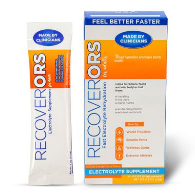 RecoverORS 8 in 1 Electrolyte Powder Advanced Vitamin C Defense Hydration Pack, Dual Keto Food Friendly Potassium Supplement Booster, Adult Low Carb Oral Rehydration Solution Drink Mix (4-Pack)