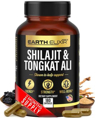 Earth Elixir Shilajit 1000mg Tongkat Ali 400mg (180 Capsules) Made in USA-Shilajit Supplement (20 Fulvic Acid) Shilajit Pure Himalayan Organic Tongkat Ali for Men More Potent Than Shilajit Resin