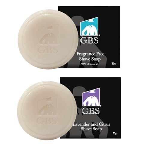 G.B.S Natural Fragrance Free Lavender Citrus Shaving Soap with Shea Butter for Sensitive Skin Shave Soap for Men (Pack of 2)